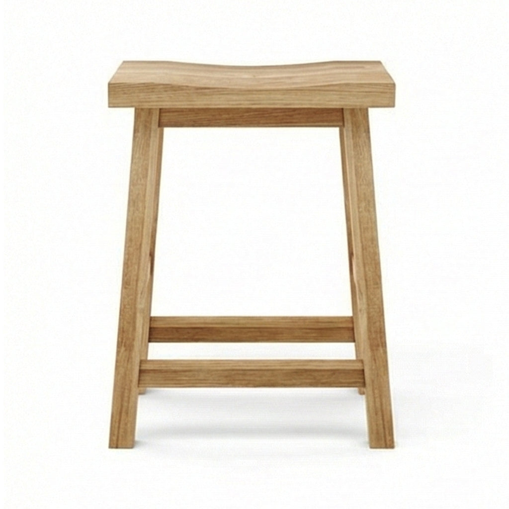Aimee Rectangle Backless Teak Outdoor Bar Stool