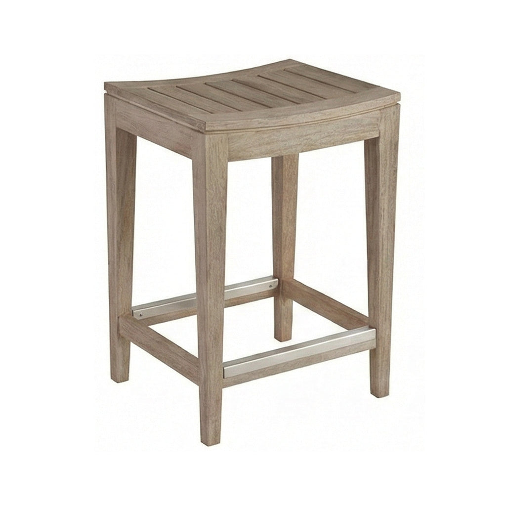 Dominique Backless Teak Outdoor Bar Stool