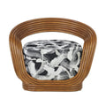 Eva Cane Lounge Chair with Greige Black Woven Upholstery