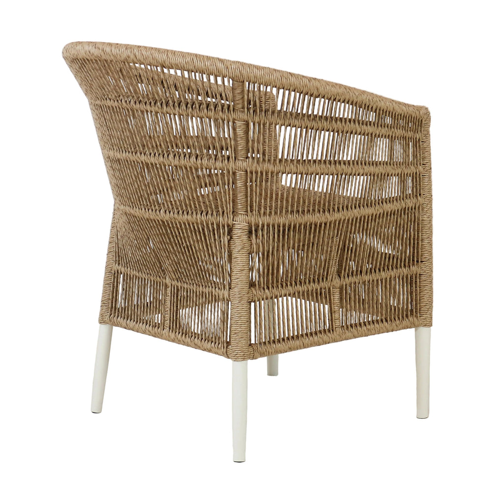 SirenaWicker chair by interiortonic.com with white legs on a plain background