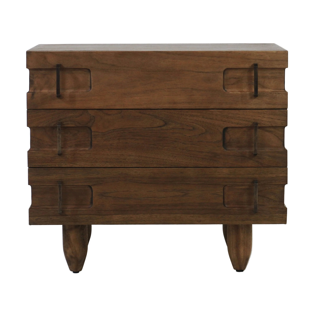 Ravello Large Solid Oak Nightstand with Brushed Bronze Handles