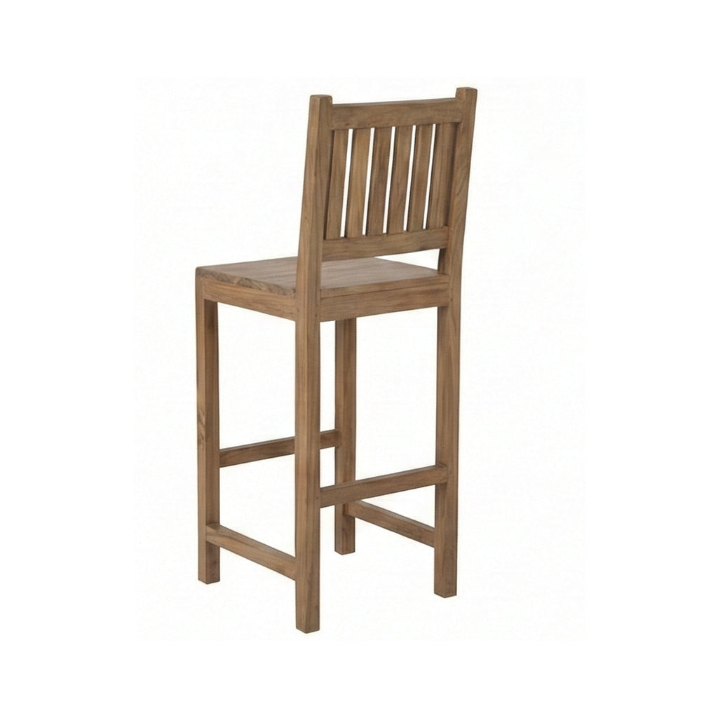 Patrice Upholstered Armless Teak Outdoor Bar Stool