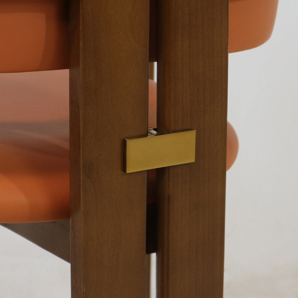 Pamplona Walnut Dining Chair with Rubio Monocoat Finish and Gruppo Mastrotto Leather