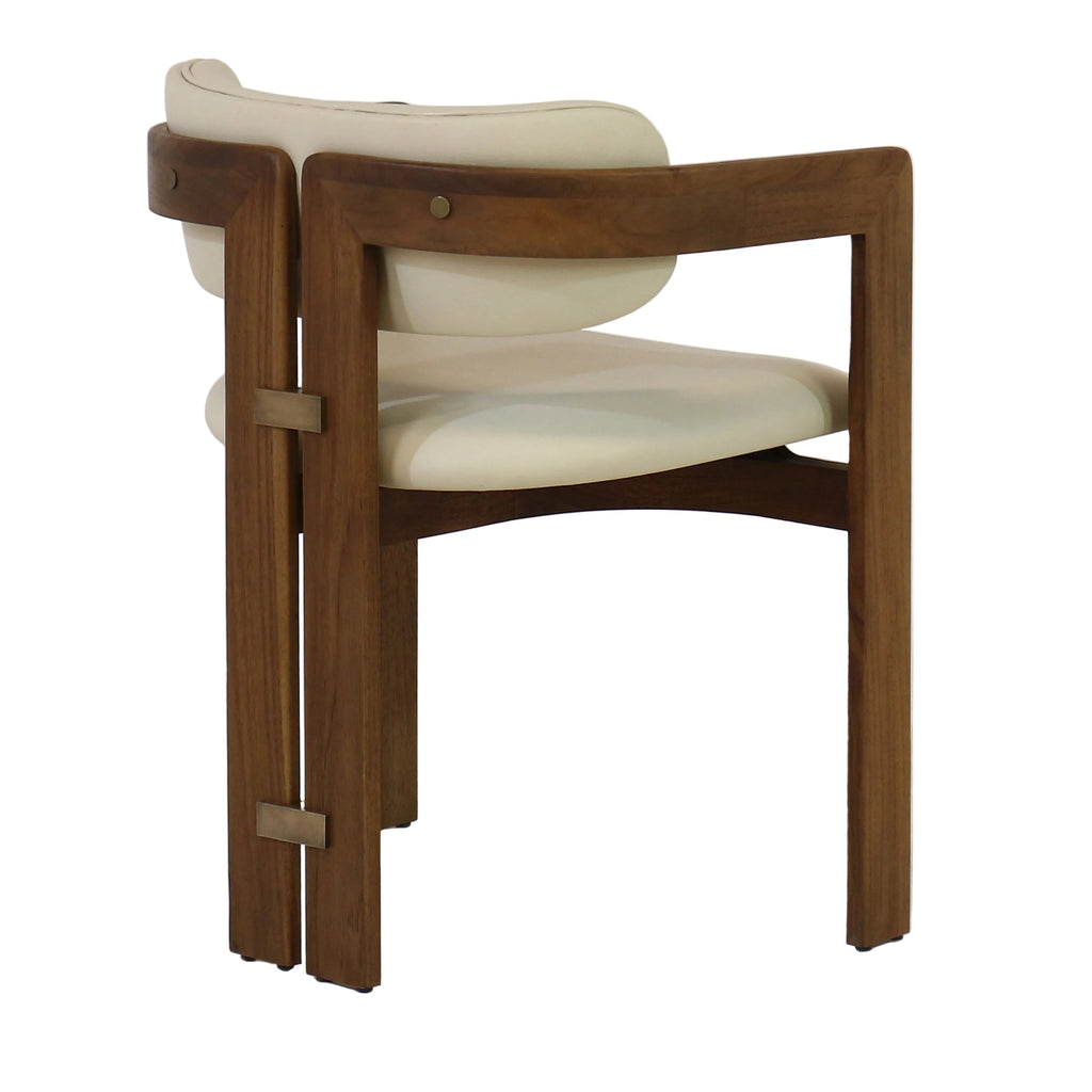Pamplona Walnut Dining Chair with Rubio Monocoat Finish and Cream Gruppo Mastrotto Leather