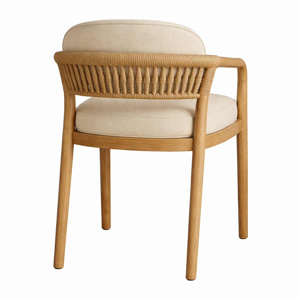 Paros Wooden Rope-Backed & Upholstered Dining Chair