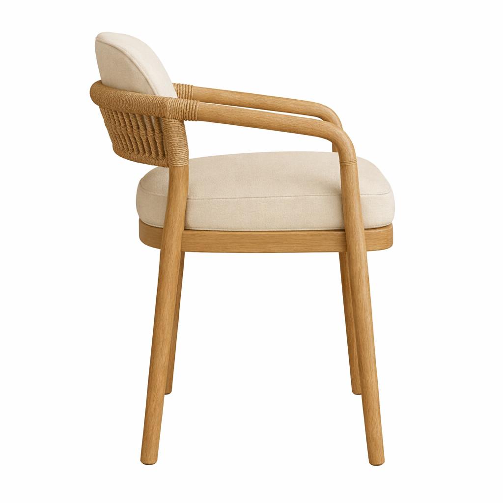 Paros Wooden Rope-Backed & Upholstered Dining Chair