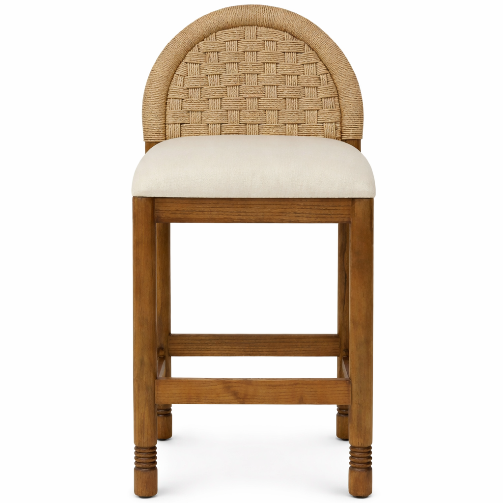 Sophia Solid Oak with Woven Back Bar & Counter Stool