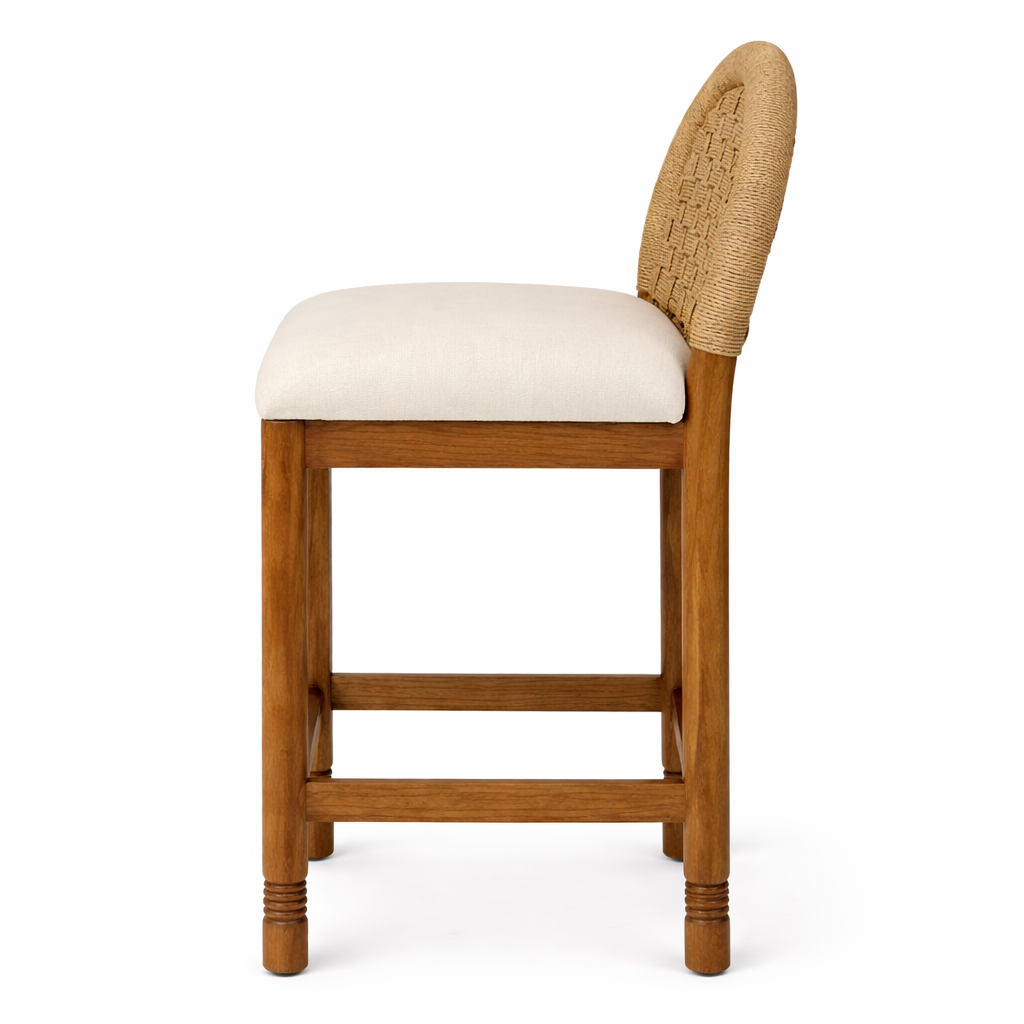 Sophia Solid Oak with Woven Back Bar & Counter Stool