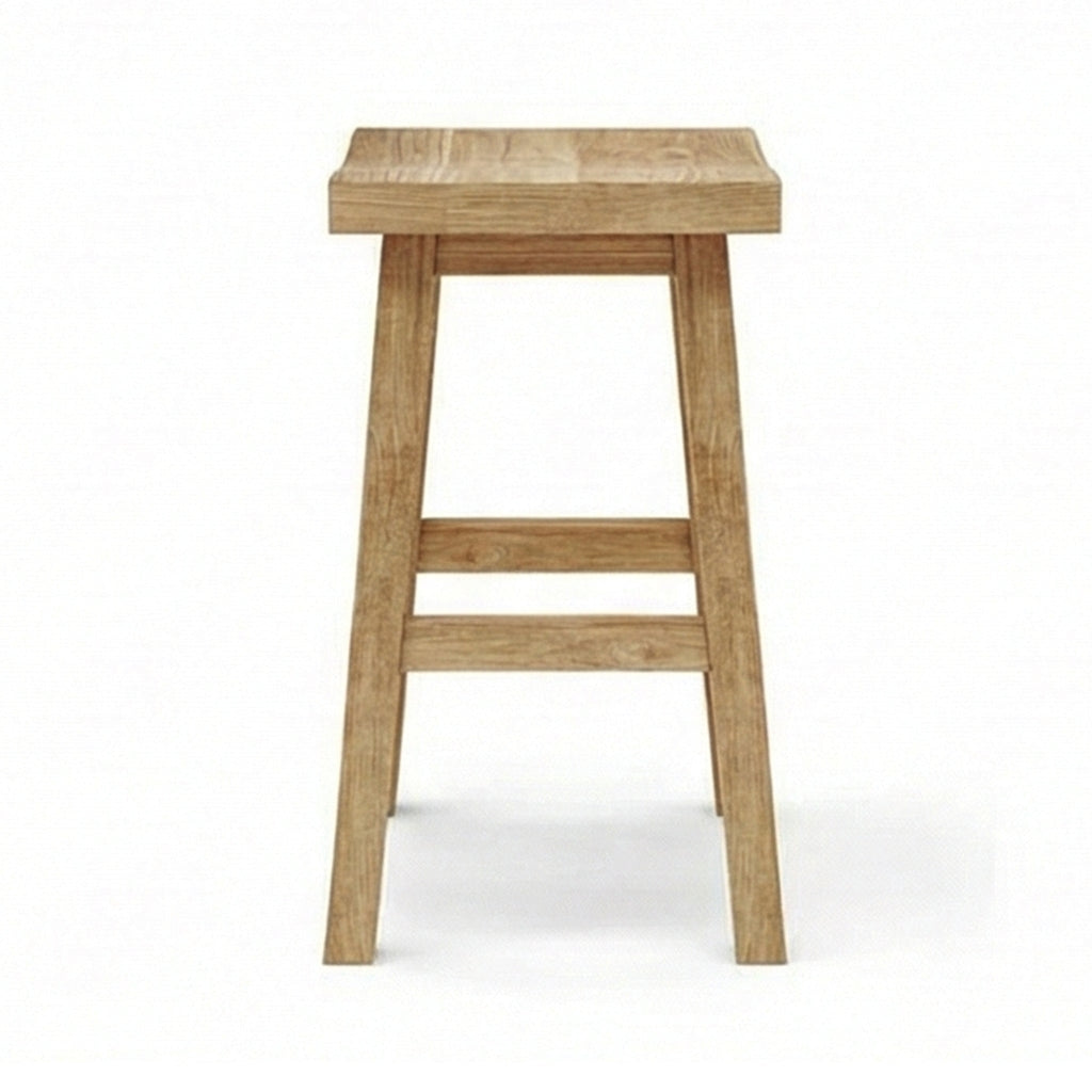 Aimee Rectangle Backless Teak Outdoor Bar Stool