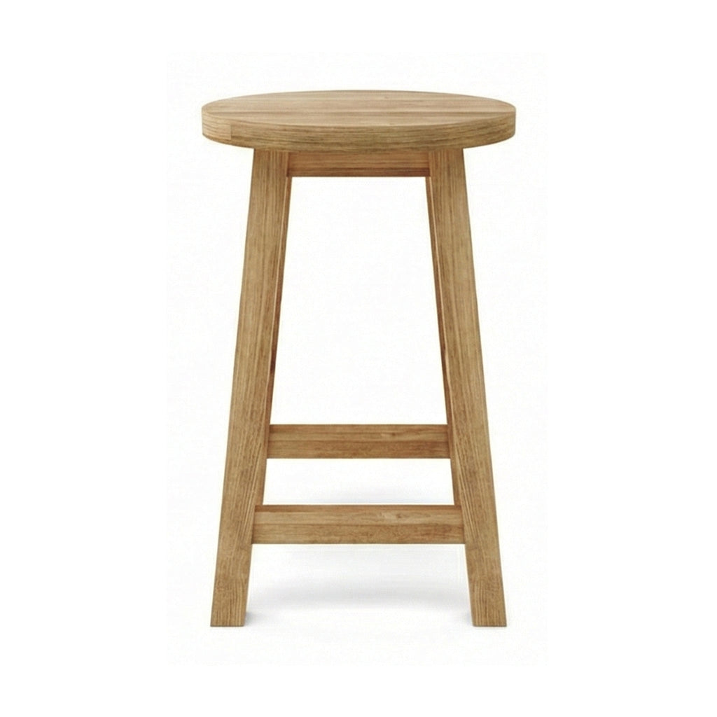 Aimee Round Backless Teak Outdoor Bar Stool