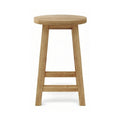 Aimee Round Backless Teak Outdoor Bar Stool