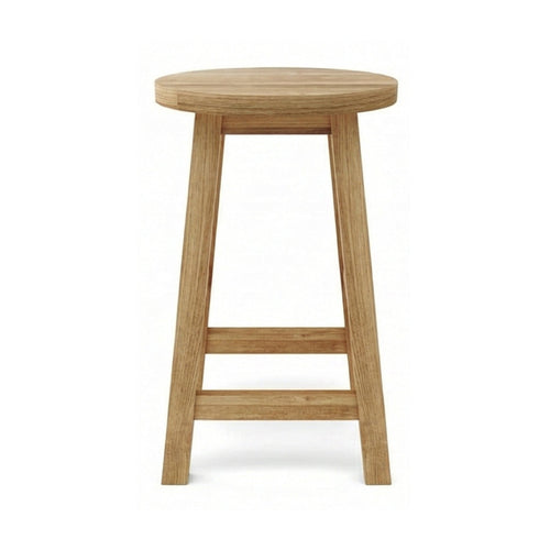 Aimee Round Backless Teak Outdoor Bar Stool