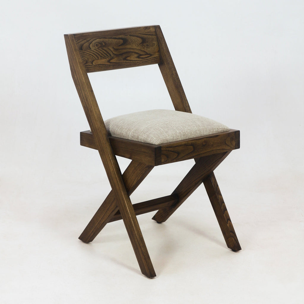 Solid Oak Jeanneret Inspired Side Chair with Cushion - NUEMA