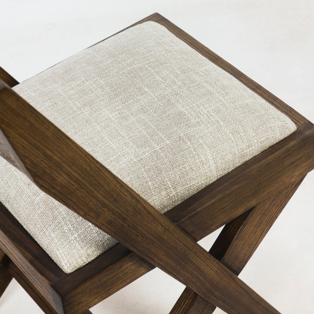 Solid Oak Jeanneret Inspired Side Chair with Cushion - NUEMA