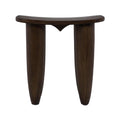 Modern side table in dark mahogany solid wood with a gently curved rectangular top, two thick rounded tapered legs and a subtle center notch, photographed against a plain white background.