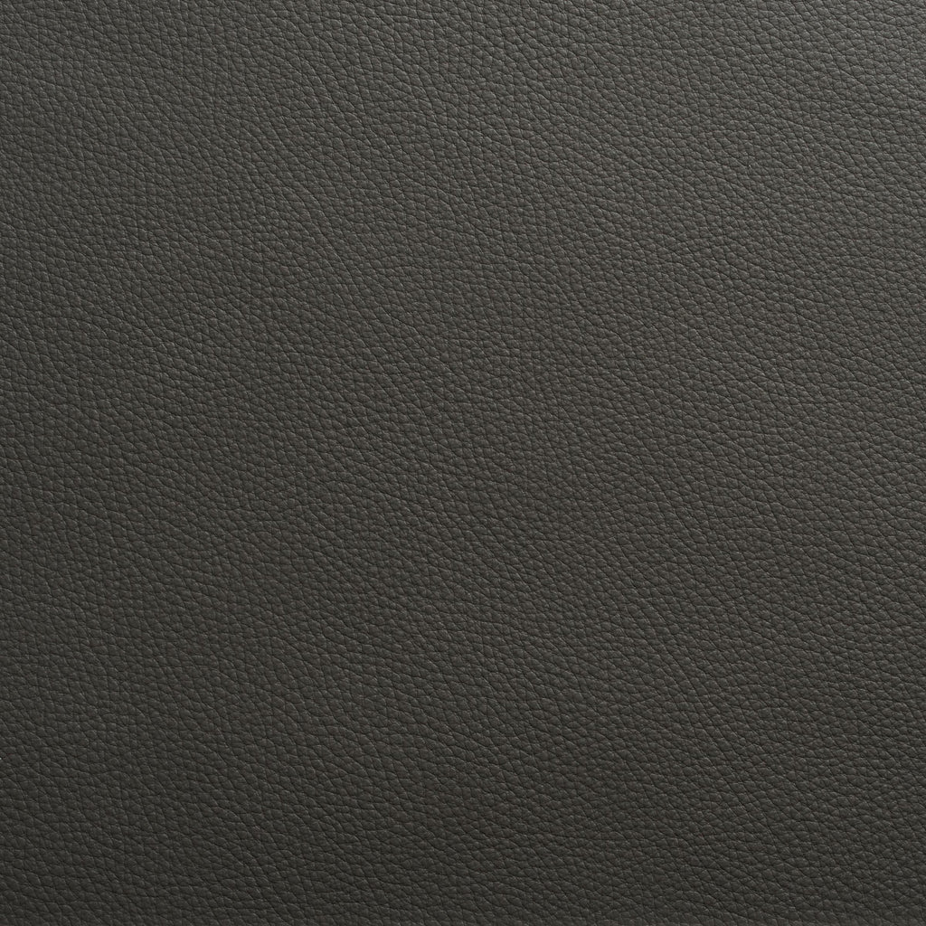 Close-up of dark walnut leather upholstery showing fine pebble-grain texture and subtle sheen, suitable for a mid-century modern teak and leather dining chair.