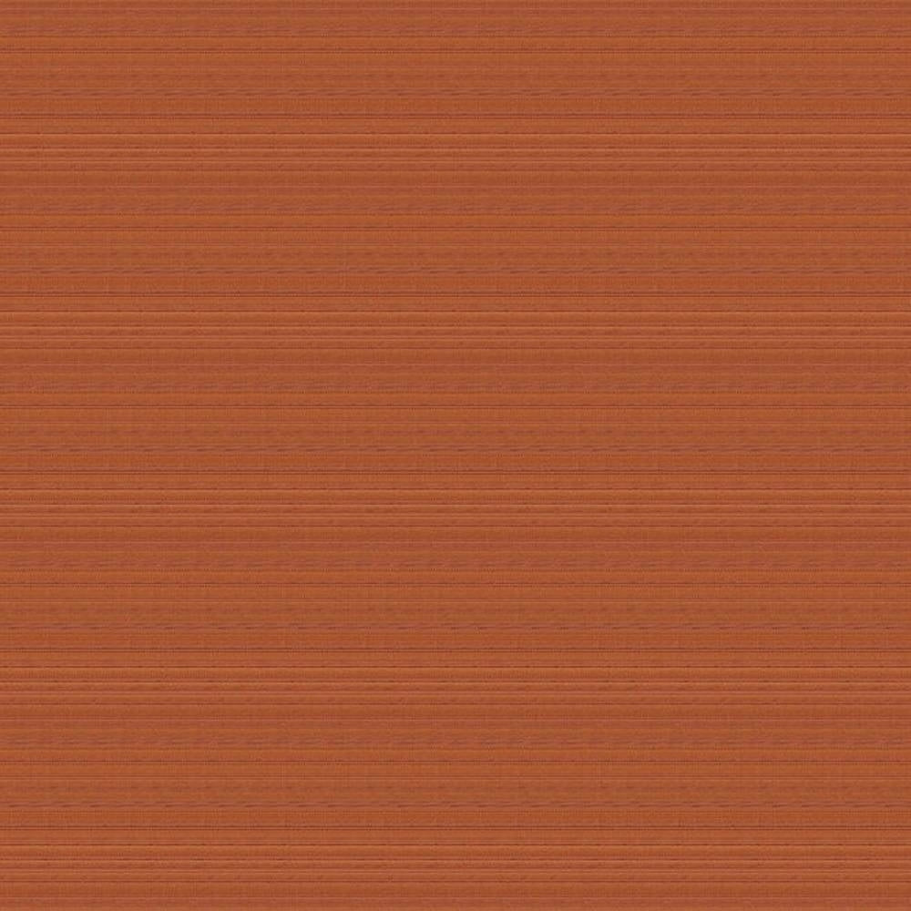 Square swatch of rust-orange 100% polyester upholstery fabric with fine horizontal ribbed texture and a contemporary, minimalist look suitable for sofa upholstery.