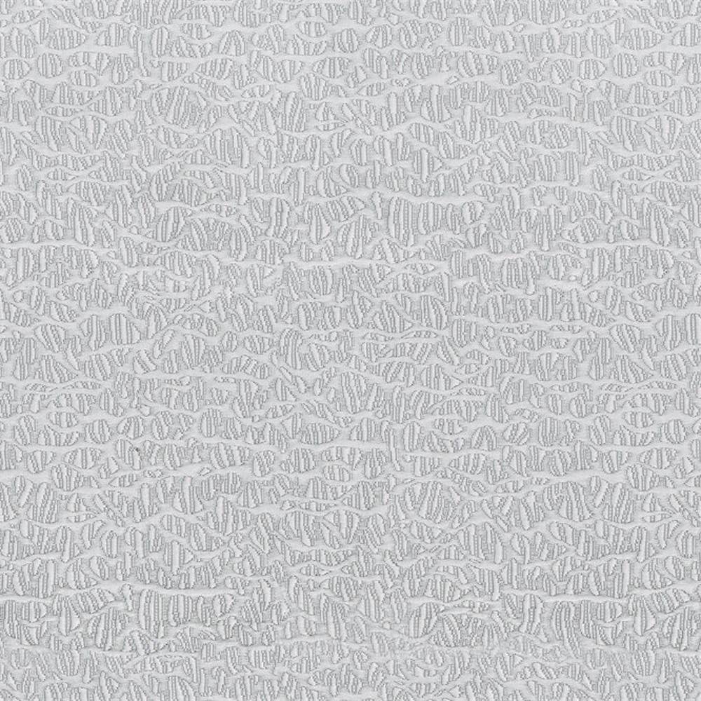 Close-up of neutral cream upholstery fabric in a 50% cotton, 50% polyester blend, showing a raised abstract looped texture and subtle tonal weave for sofas and indoor use.