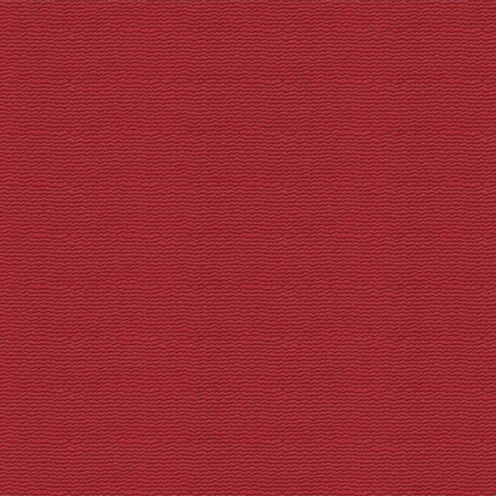 Close-up of red upholstery fabric showing a subtle horizontal wavy texture, 27% cotton and 73% polyester blend suitable for sofas.