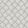 Close-up of natural-colored trellis upholstery fabric showing a repeating diamond lattice in soft beige with raised stitch detailing; 55% cotton, 45% polyester blend suitable for contemporary indoor sofas.