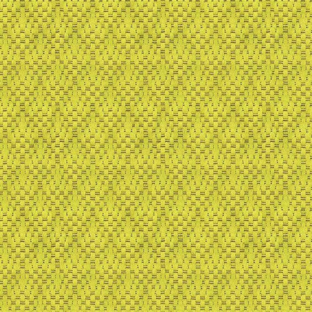 Close-up of chartreuse lime woven upholstery fabric showing a subtle rectangular basket-weave texture; 30% cotton, 70% polyester, ideal for contemporary sofa upholstery.