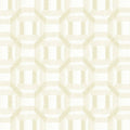 Close-up of cream and off-white contemporary upholstery fabric showing a subtle octagon lattice geometric pattern in textured 100% polyester, ideal for modern sofas and neutral interiors.