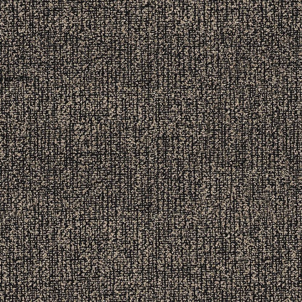 Close-up of neutral beige and dark woven upholstery fabric showing tight crosshatch texture, 100% polyester suitable for contemporary sofa upholstery.