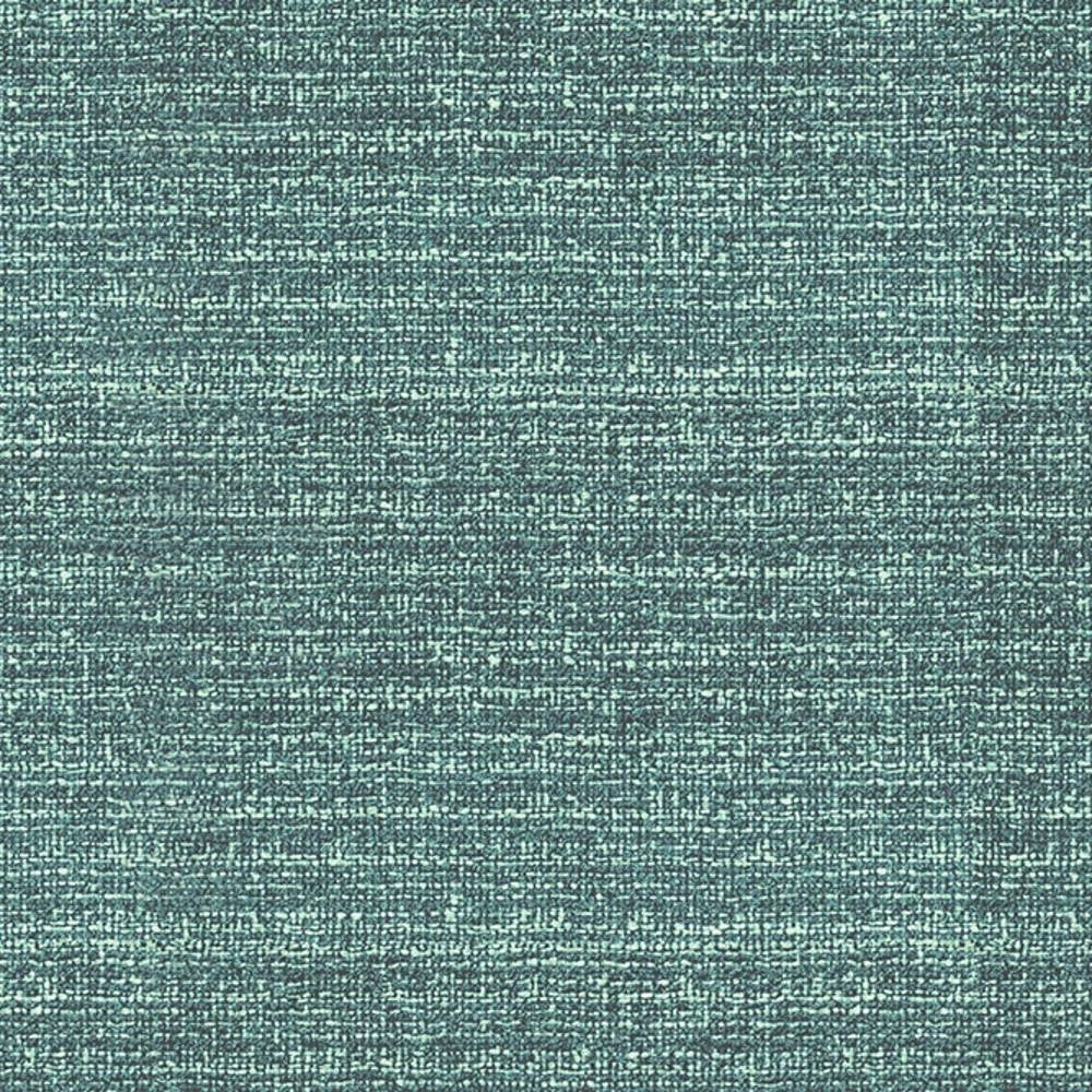 Close-up of teal textured woven 100% polyester upholstery fabric showing a fine crosshatch/slub pattern, a durable performance textile suited for contemporary sofas and office seating.