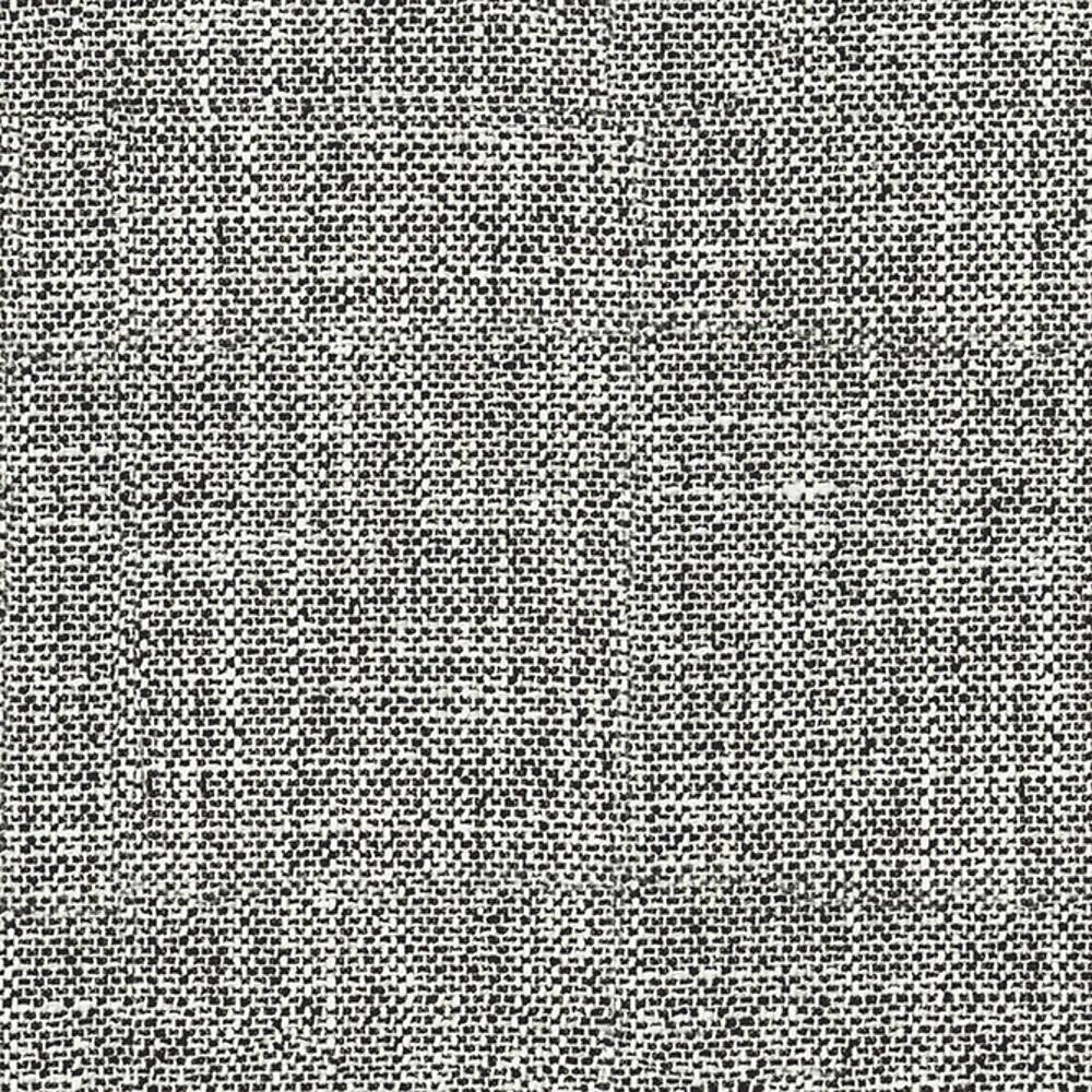 Close-up of black-and-white 100% polyester upholstery fabric showing a tight woven, slightly coarse texture with a small flecked pattern, suitable for sofa coverings.