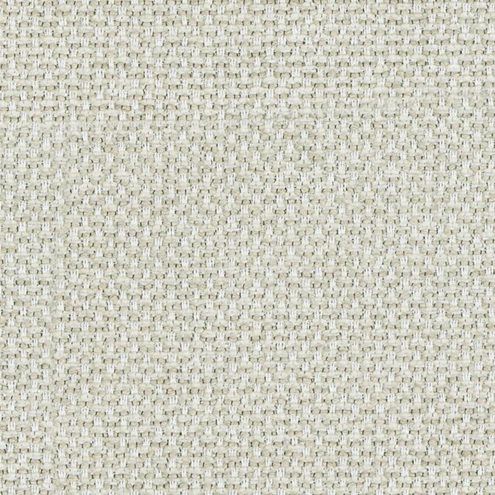 Close-up of light beige woven upholstery fabric showing a subtle basketweave texture, made from 15% viscose, 5% linen, 8% acrylic and 72% polyester, suitable for indoor sofa upholstery.