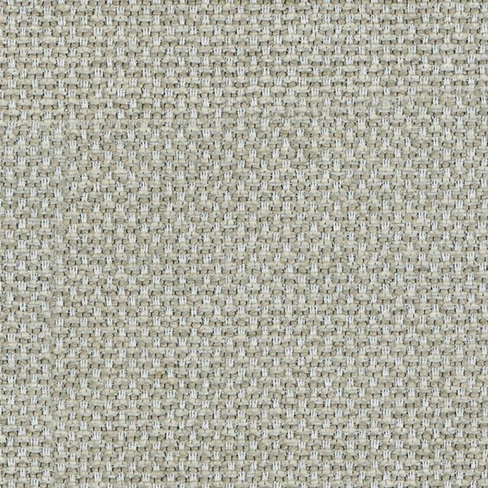 Close-up of beige woven upholstery fabric showing a subtle basket-weave texture, made from a viscose, linen, acrylic and polyester blend for indoor sofa use.