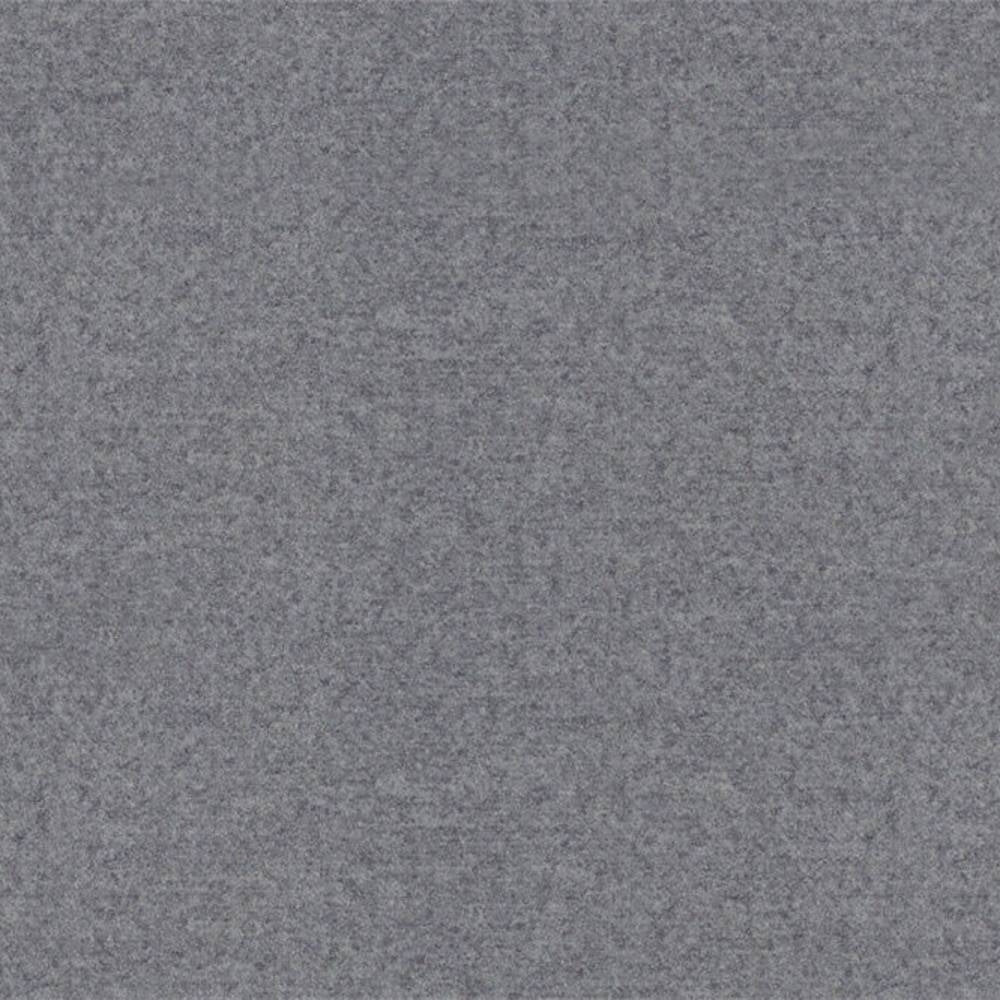 Close-up of a grey heathered 100% polyester upholstery fabric swatch showing a dense, fine texture suitable for sofas and office seating.