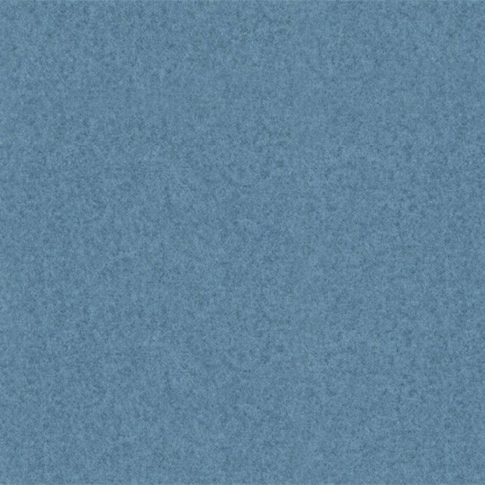 Swatch of textured mid-blue 100% polyester upholstery fabric showing a fine, even nap and subtle heathered appearance, suitable for sofas and office seating.