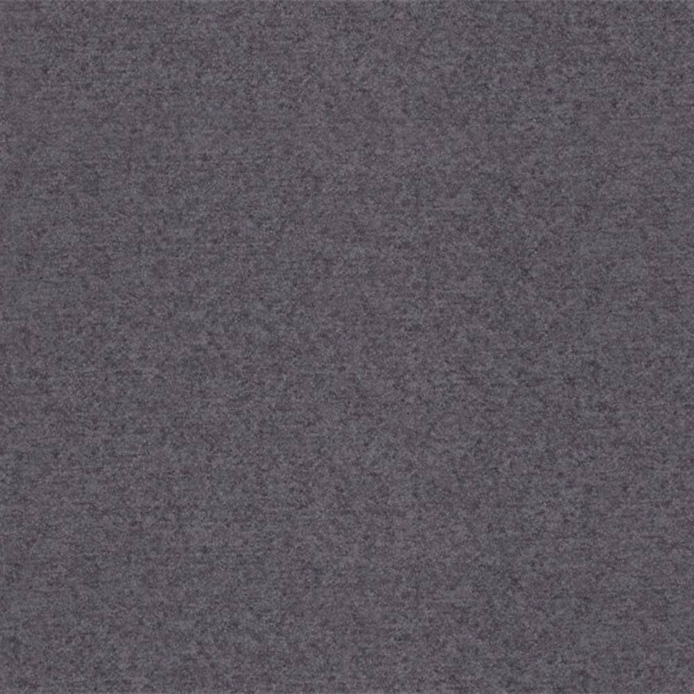 Close-up of a heathered charcoal-gray 100% polyester upholstery fabric swatch showing fine, soft woven texture for sofas and office seating.