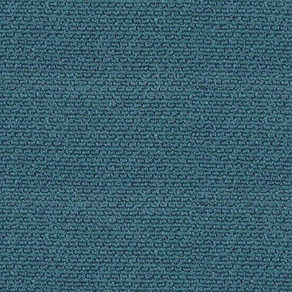Close-up of teal 100% polyester upholstery fabric showing a tight looped weave texture, ideal for contemporary sofa upholstery.
