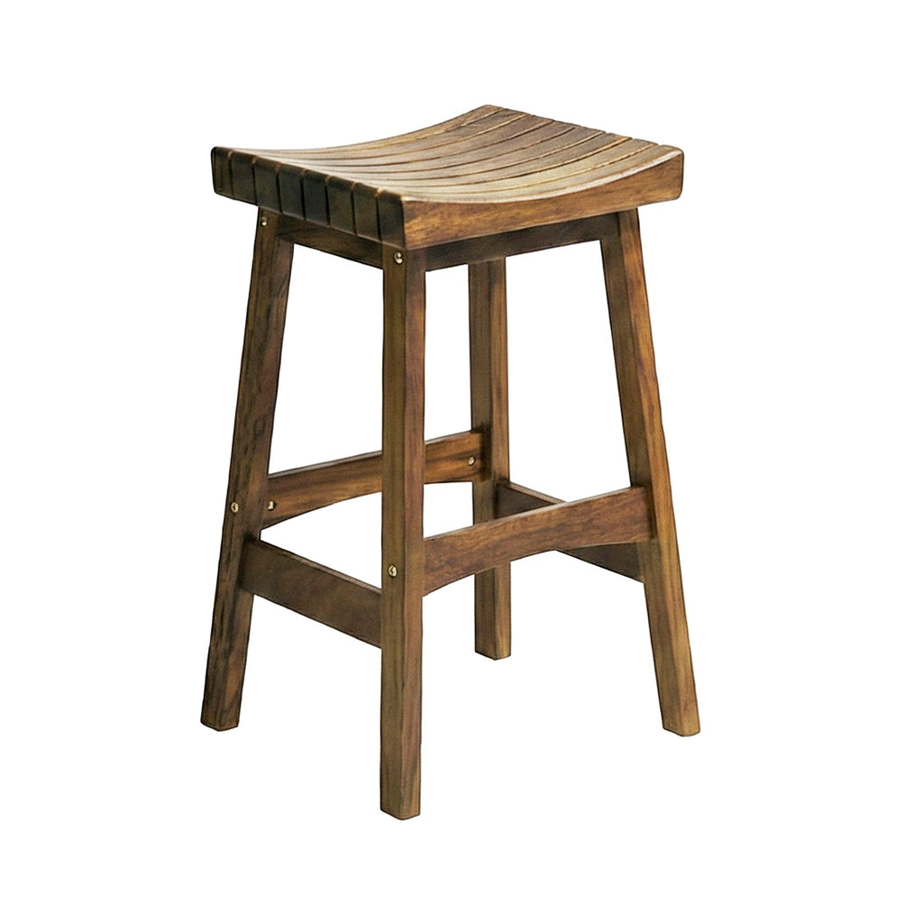 Gregoire Backless Teak Outdoor Bar Stool