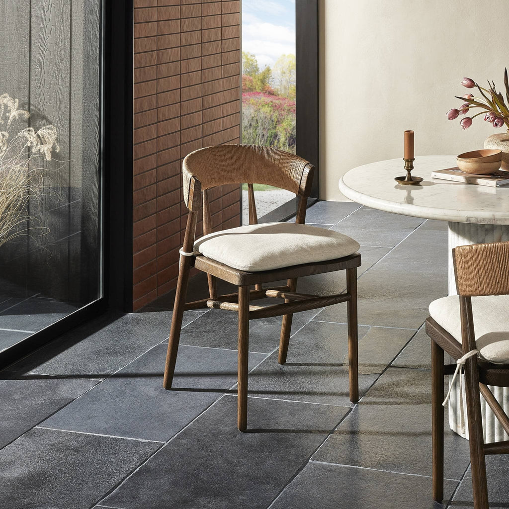 Harmonie Dining Chair with Cushioned Seat and C-Back in Rope