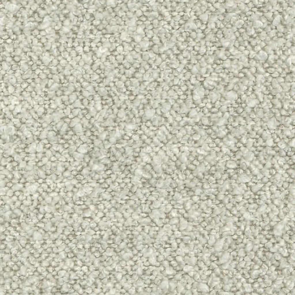 Close-up of beige-taupe boucle upholstery showing dense nubby loops and a soft textured surface with subtle natural-toned flecks, ideal for oak-framed bar and counter stools.
