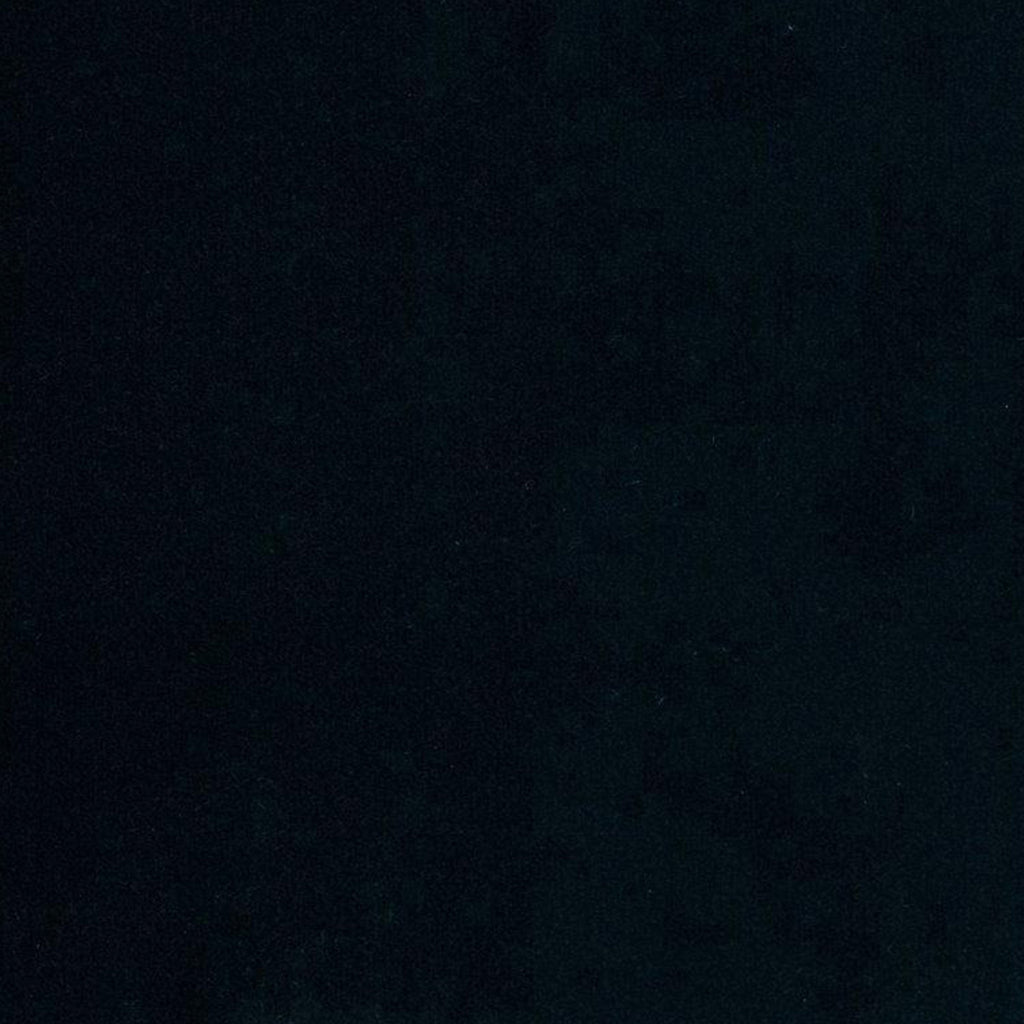Close-up of black velvet upholstery fabric swatch showing smooth, solid texture intended for a modern dining chair.