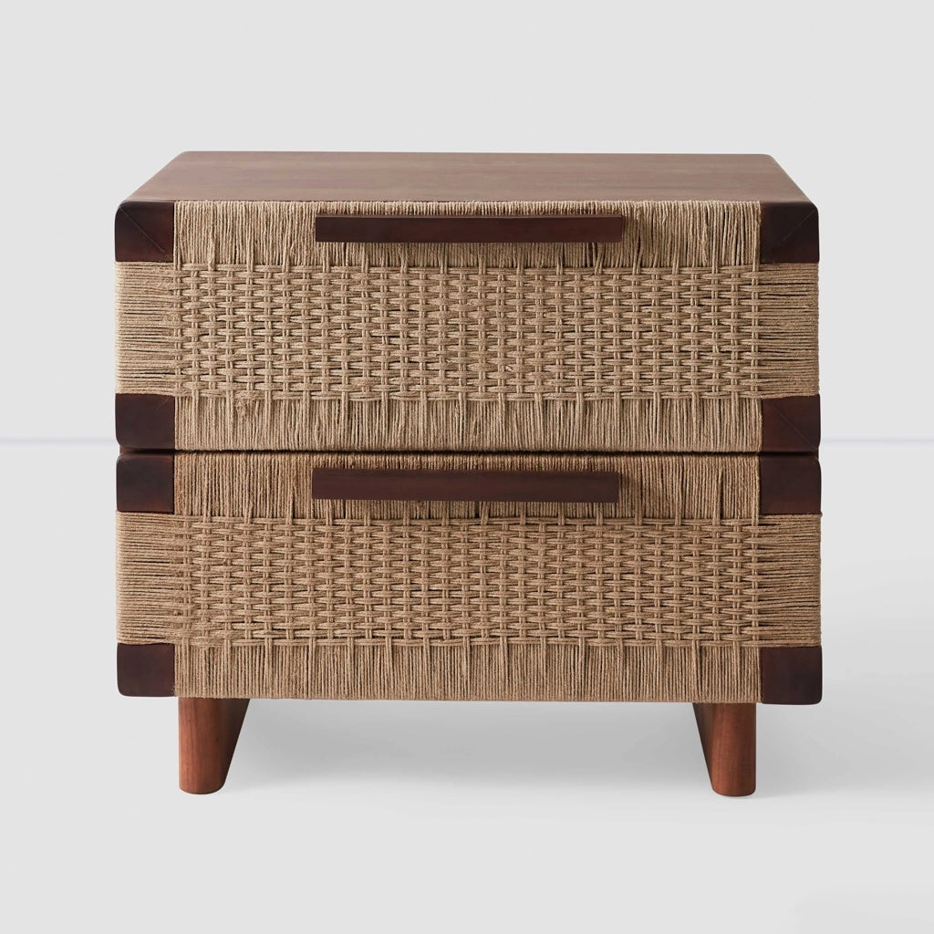 Lapu Brown Hand Woven 2 Drawer Nightstand