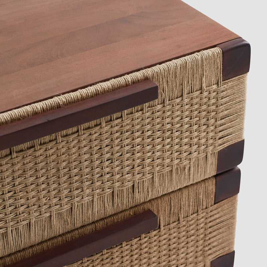 Lapu Brown Hand Woven 2 Drawer Nightstand