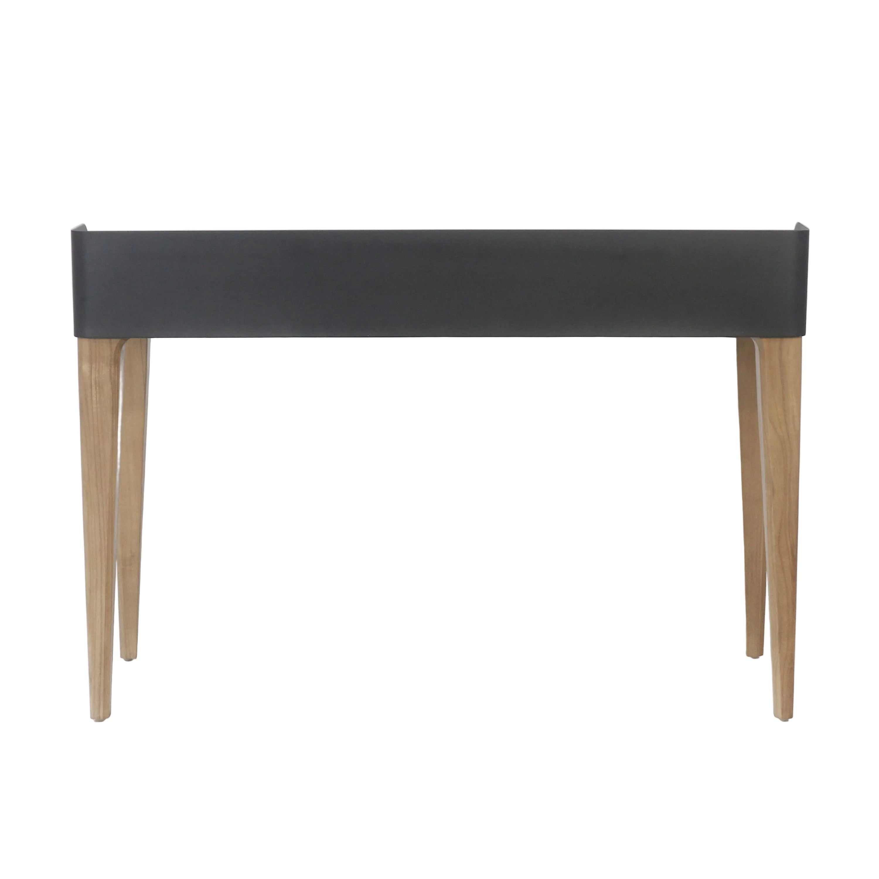 Millis Light Teak Finish with Matte Black Steel Cover Desk