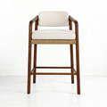 Paros Walnut Rope-Backed & Upholstered Bar & Counter Stool