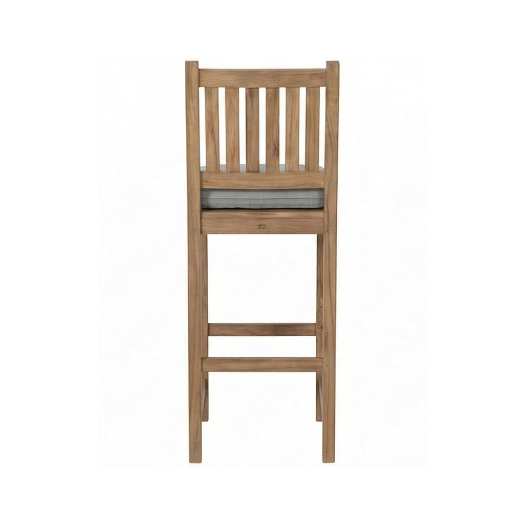 Patrice Upholstered Armless Teak Outdoor Bar Stool