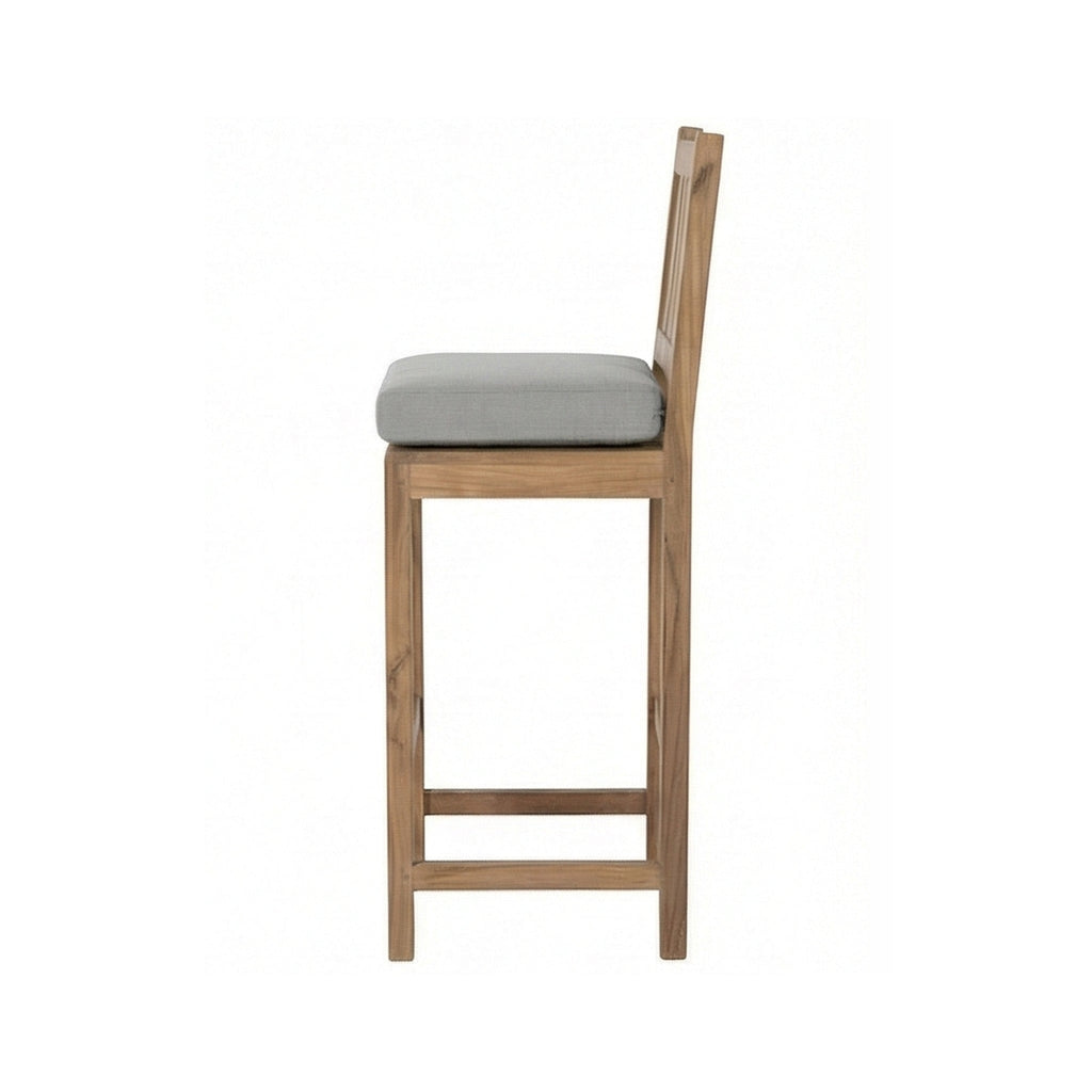 Patrice Upholstered Armless Teak Outdoor Bar Stool