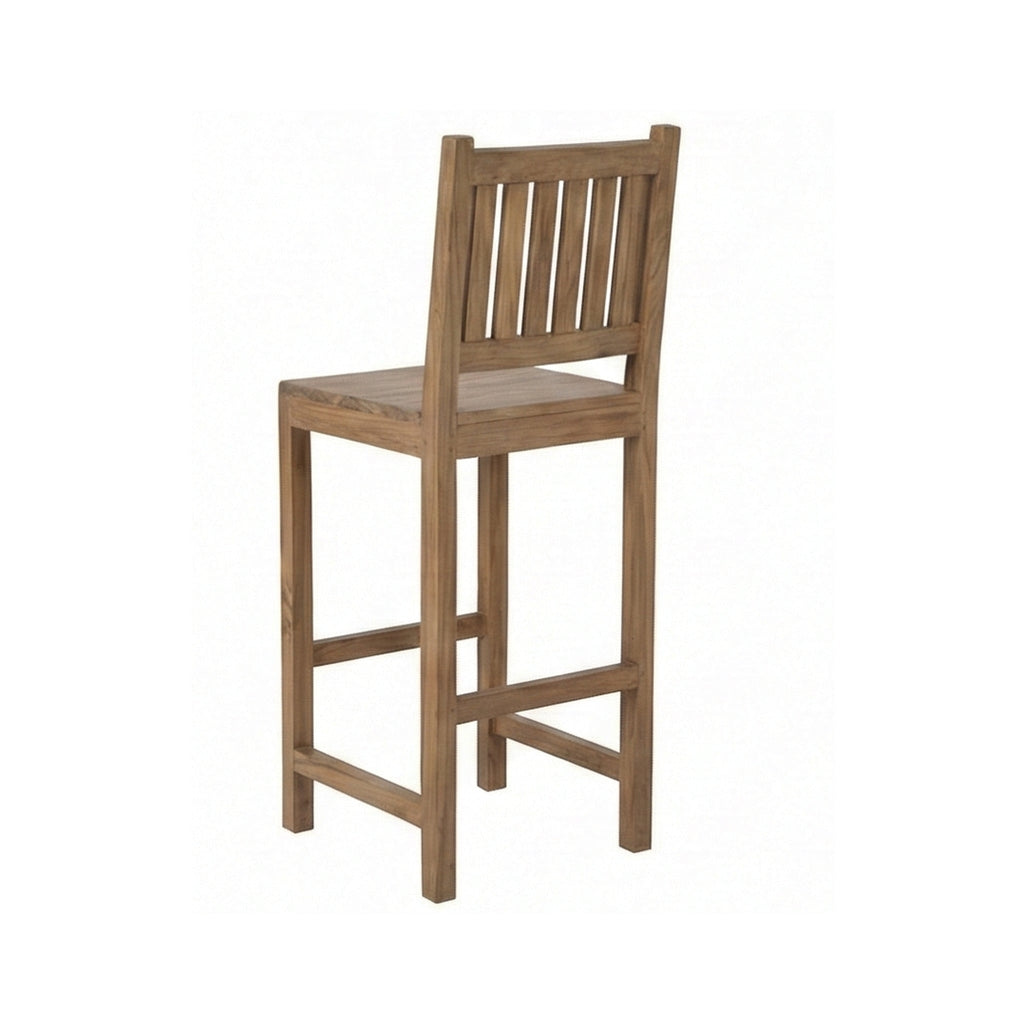 Patrice Upholstered Armless Teak Outdoor Bar Stool