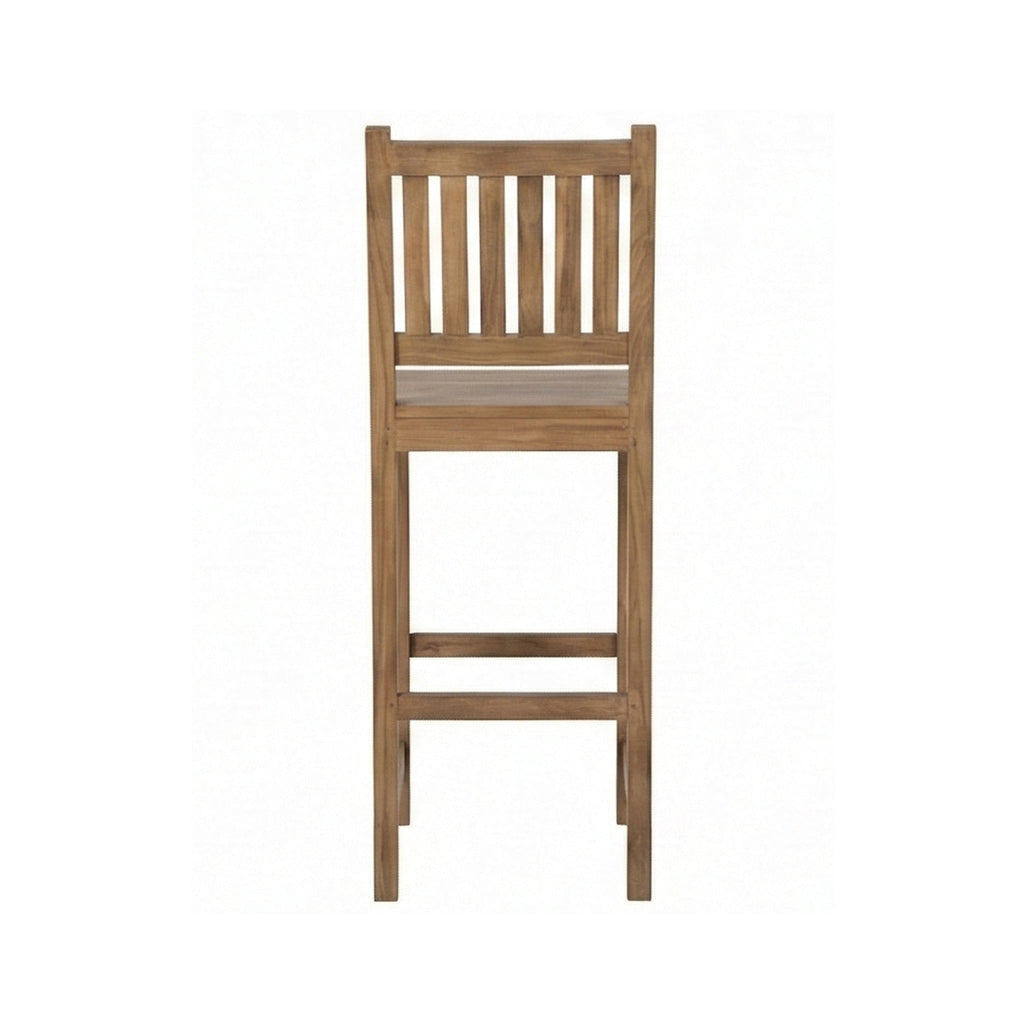 Patrice Upholstered Armless Teak Outdoor Bar Stool