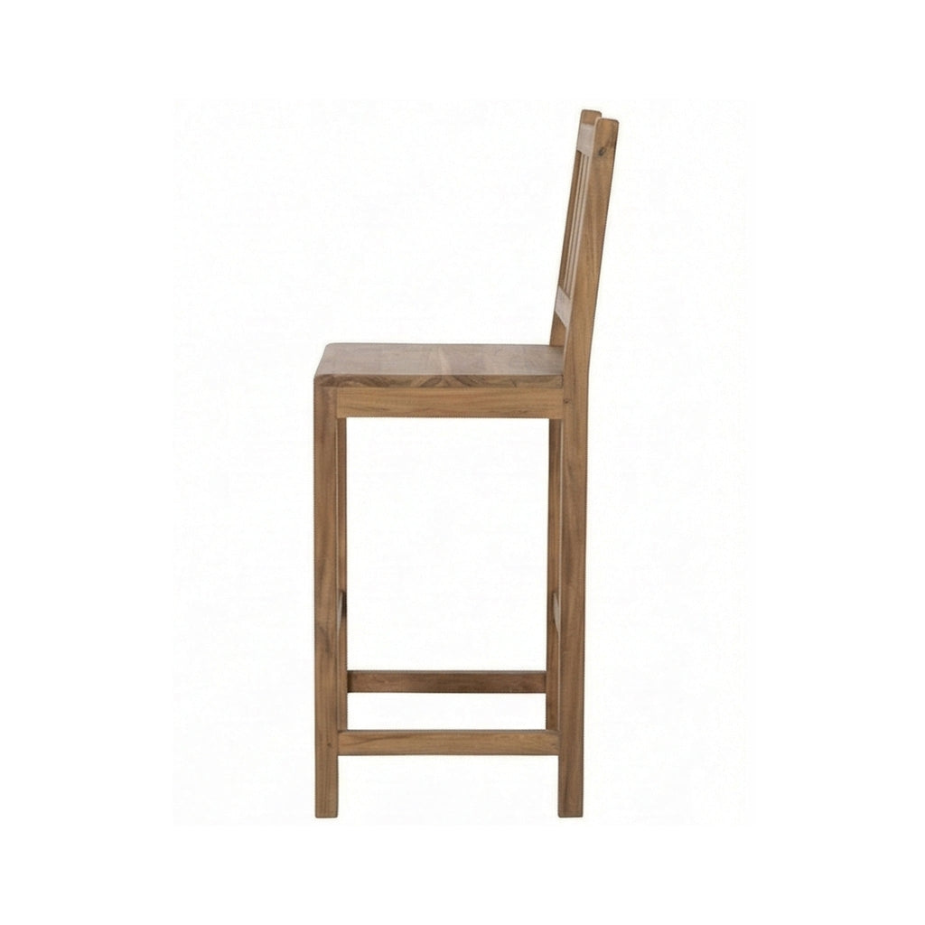 Patrice Upholstered Armless Teak Outdoor Bar Stool
