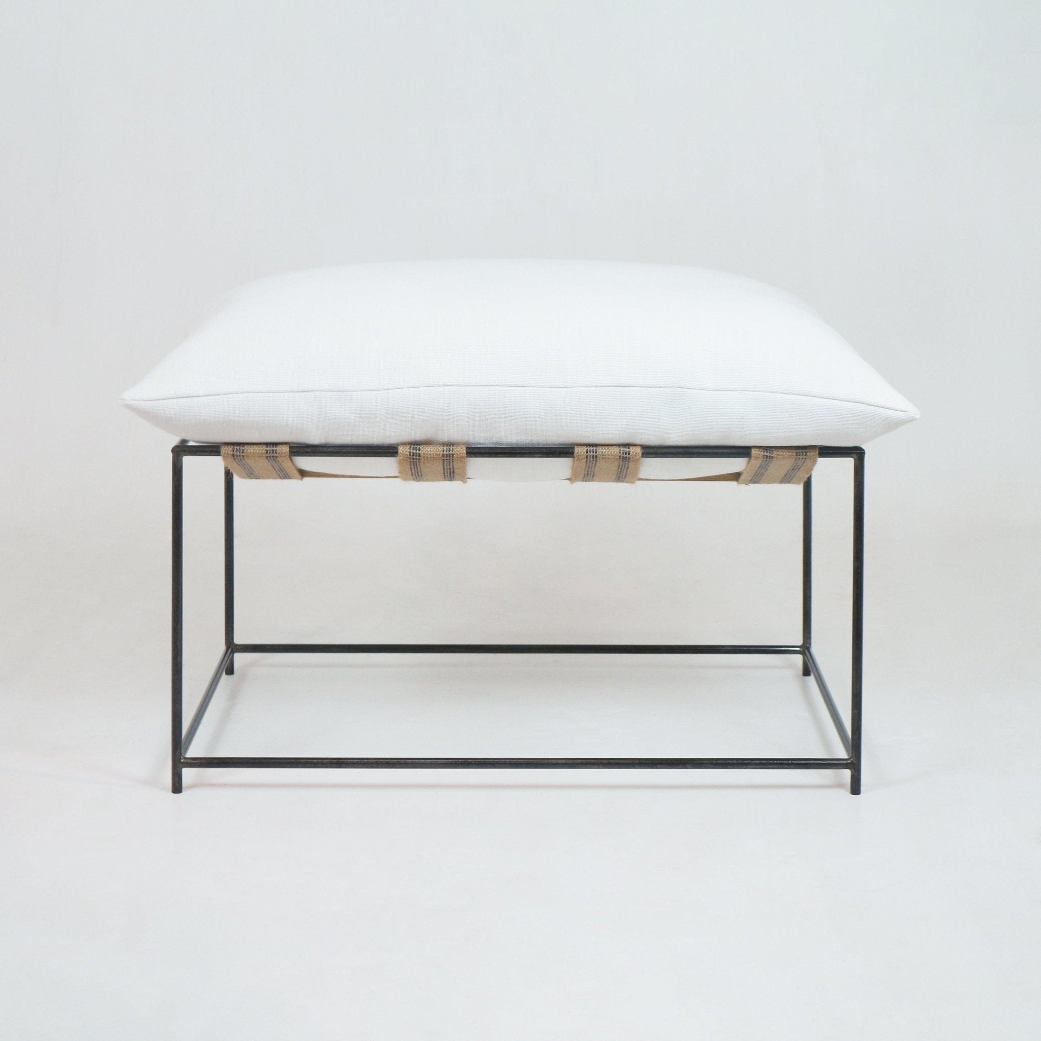 Pavilion Ottoman in White Linen - NUEMA