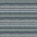 Close-up of contemporary striped upholstery fabric for sofas in blue, teal, navy and cream, woven from a viscose blend (90% viscose, 1.5% acrylic, 8.5% polyester) showing narrow horizontal stripes and textured surface.